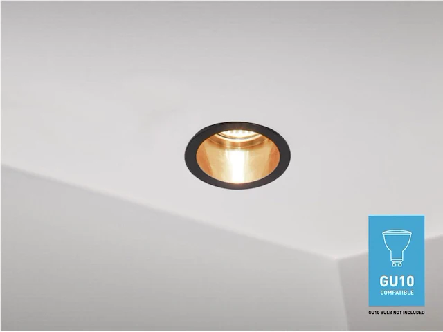 20 x gu10 inbouw armatuur zwart en goud met lamphouder - afbeelding 2 van  5