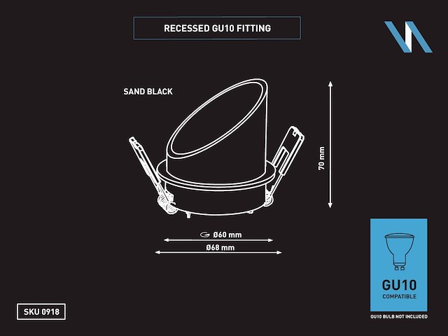 20 x gu10 inbouw design armatuur zwart met lamphouder - afbeelding 5 van  6