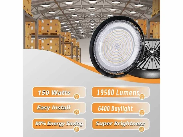 20 x highbay slim 150w - 130lm/w - ip65 - koud wit 6400k - afbeelding 1 van  4