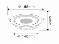 20 x inbouw led spot – 15w – 6500k koud wit – cob – rond – 1350 lm – ø180 mm – ip20 - afbeelding 5 van  6