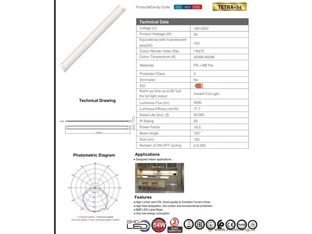 20 x led batten 54w – 150cm – 4000k neutraal wit – stofdicht – 30.000h - afbeelding 5 van  5