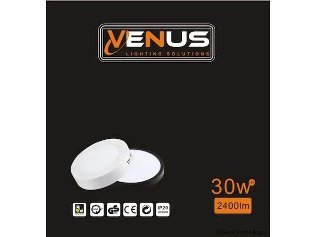 20 x led paneel - rond - 30w opbouw - kleur kader : wit 3000k (warm wit) - afbeelding 4 van  4