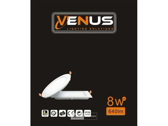 20 x led paneel - rond - 8w - inbouw - 3000k ((warm wit)) - afbeelding 6 van  6