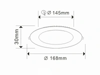 20 x led paneel 12w - led smd - inbouw - rond - 6500k (daglicht) - afbeelding 4 van  5