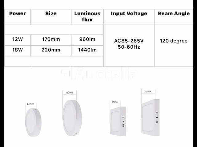 20 x led paneel 12w - led smd - opbouw - rond - 6500k (daglicht) - afbeelding 4 van  4