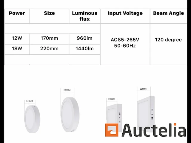 20 x led paneel 12w - led smd - opbouw - rond - 6500k (daglicht) - afbeelding 4 van  4