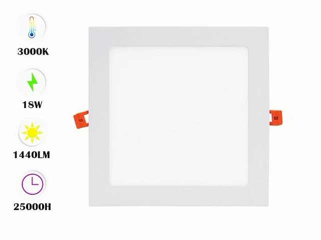 20 x led paneel 18w - led smd - inbouw - vierkant - 3000k (warm wit) - afbeelding 1 van  5