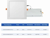 20 x led paneel 18w - led smd - inbouw - vierkant - 3000k (warm wit) - afbeelding 5 van  5