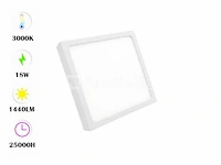 20 x led paneel 18w - led smd - opbouw - vierkant - 3000k (warm wit) - afbeelding 3 van  4