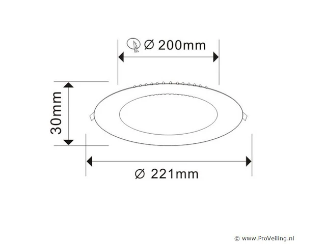 20 x led-paneel – inbouw rond – 18w – 6500k – koud wit - afbeelding 3 van  4