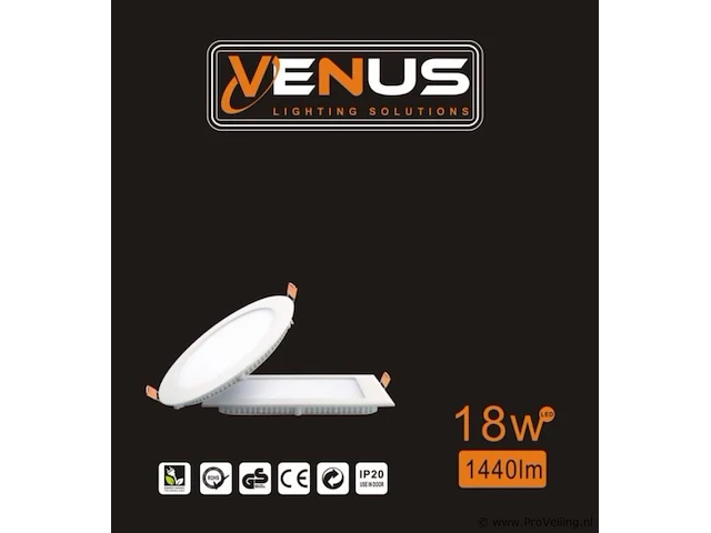 20 x led-paneel – inbouw rond – 18w – 6500k – koud wit - afbeelding 4 van  4