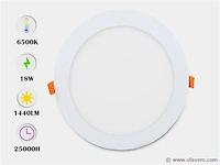 20 x led-paneel – inbouw rond – 18w – 6500k – koud wit - afbeelding 1 van  4