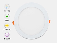 20 x led-paneel – inbouw rond – 18w – 6500k – koud wit - afbeelding 1 van  4