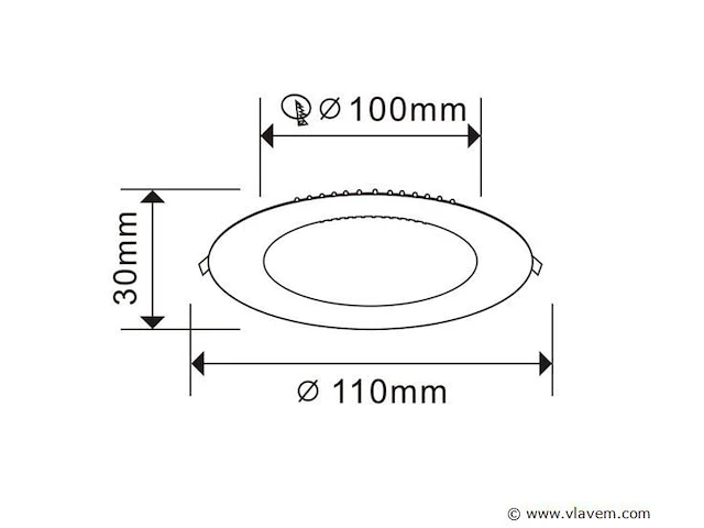 20 x led-paneel – inbouw rond – 8w – 6500k – koud wit - afbeelding 4 van  5