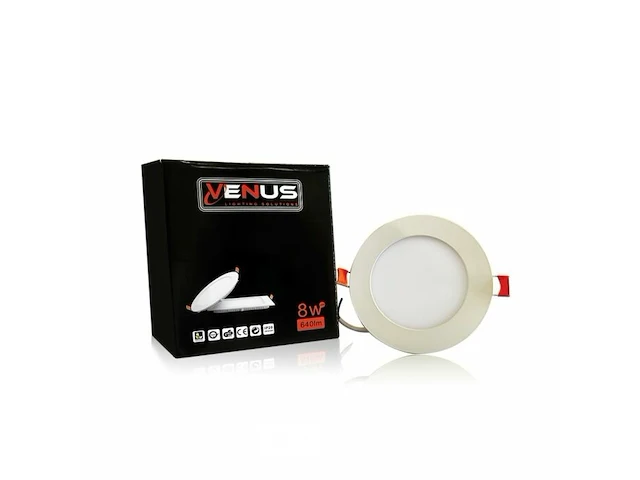 20 x led-paneel – inbouw rond – 8w – 6500k – koud wit - afbeelding 1 van  6