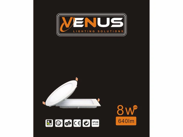 20 x led-paneel – inbouw rond – 8w – 6500k – koud wit - afbeelding 5 van  5