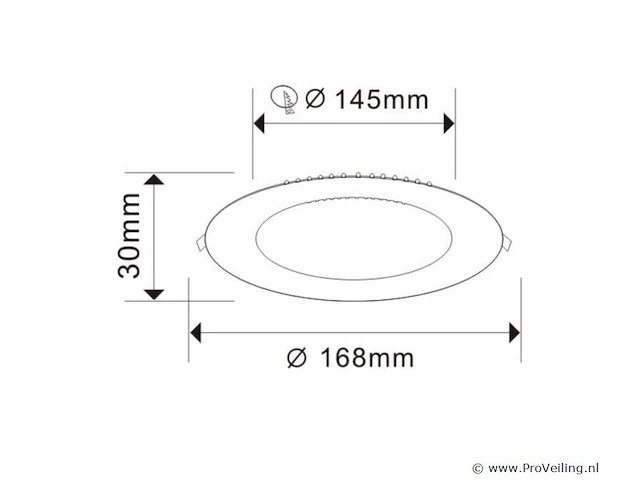 20 x led-paneel – rond inbouw – 12w – 6500k – koud wit - afbeelding 3 van  4