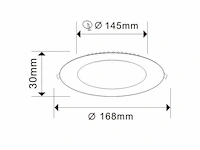 20 x led-paneel – rond inbouw – 12w – 6500k – koud wit - afbeelding 3 van  4