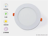 20 x led-paneel – rond inbouw – 12w – 6500k – koud wit - afbeelding 1 van  4