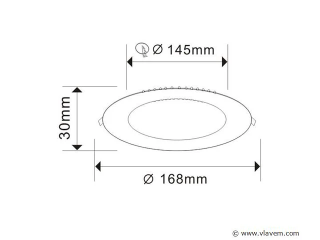 20 x led-paneel – rond inbouw – 12w – 6500k – koud wit - afbeelding 3 van  4