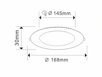 20 x led-paneel – rond inbouw – 12w – 6500k – koud wit - afbeelding 3 van  4