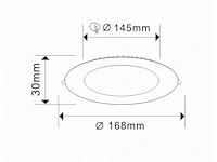 20 x led-paneel – rond inbouw – 12w – 6500k – koud wit - afbeelding 4 van  5
