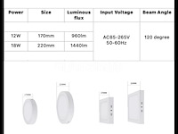 20 x led-paneel – ronde opbouwmontage – 12w – 6500k – koud wit - afbeelding 3 van  4