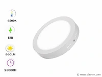 20 x led-paneel – ronde opbouwmontage – 12w – 6500k – koud wit - afbeelding 1 van  4