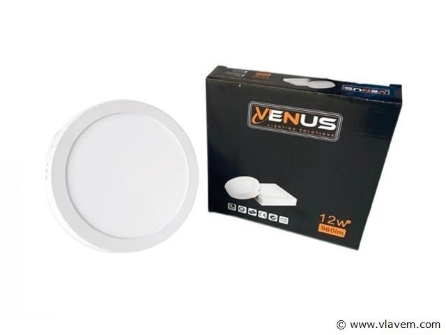 20 x led-paneel – ronde opbouwmontage – 12w – 6500k – koud wit - afbeelding 3 van  4