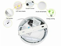 20 x led-paneel – ronde opbouwmontage – 12w – 6500k – koud wit - afbeelding 3 van  5