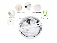 20 x led-paneel – ronde opbouwmontage – 12w – 6500k – koud wit - afbeelding 2 van  4