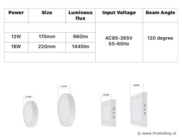 20 x led-paneel – ronde opbouwmontage – 18w – 3000k – warm wit - afbeelding 4 van  4