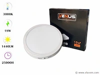 20 x led-paneel – ronde opbouwmontage – 18w – 3000k – warm wit - afbeelding 1 van  4