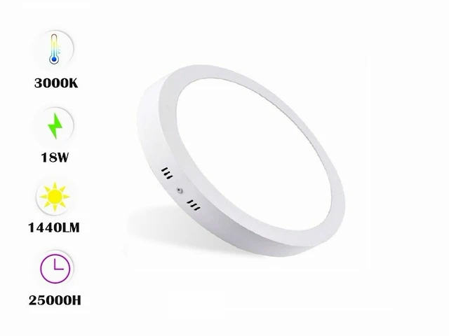 20 x led-paneel – ronde opbouwmontage – 18w – 3000k – warm wit - afbeelding 3 van  5