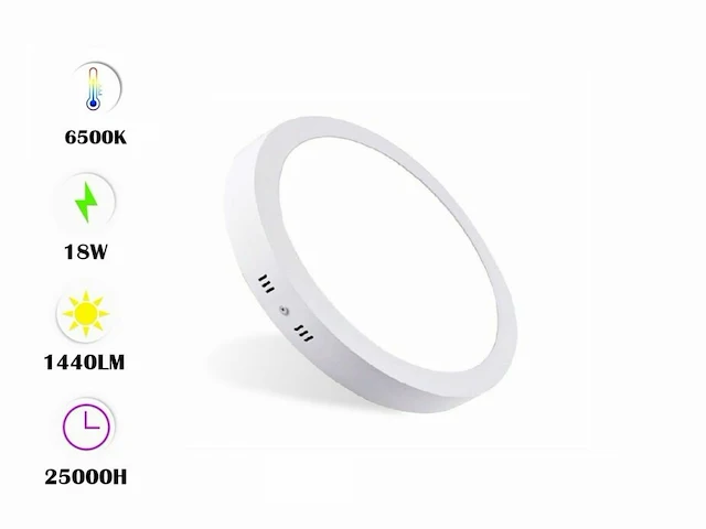 20 x led-paneel – ronde opbouwmontage – 18w – 6500k – koud wit - afbeelding 1 van  5