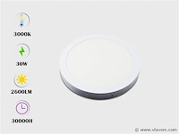 20 x led-paneel – ronde opbouwmontage – 30w – 3000k – warm wit - afbeelding 1 van  4