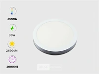 20 x led-paneel – ronde opbouwmontage – 30w – 3000k – warm wit - afbeelding 2 van  5