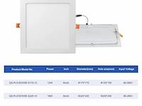 20 x led-paneel – vierkant inbouw – 18w – 6500k – koud wit - afbeelding 4 van  4
