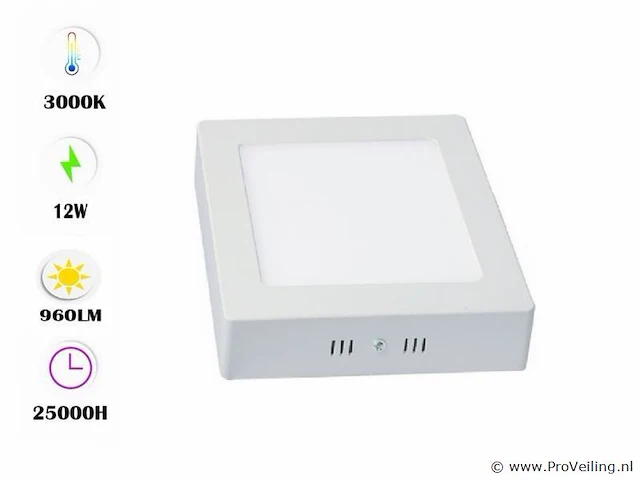20 x led-paneel – vierkante opbouwmontage – 12w – 3000k – warm wit - afbeelding 1 van  4