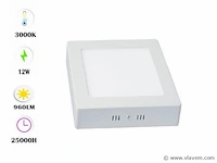 20 x led-paneel – vierkante opbouwmontage – 12w – 3000k – warm wit - afbeelding 1 van  4