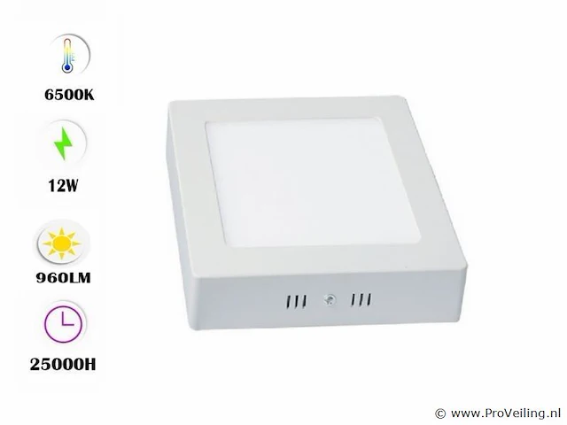 20 x led-paneel – vierkante opbouwmontage – 12w – 6500k – koud wit - afbeelding 1 van  4