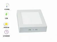 20 x led-paneel – vierkante opbouwmontage – 12w – 6500k – koud wit - afbeelding 1 van  5