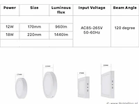20 x led-paneel – vierkante opbouwmontage – 18w – 3000k – warm wit - afbeelding 4 van  4