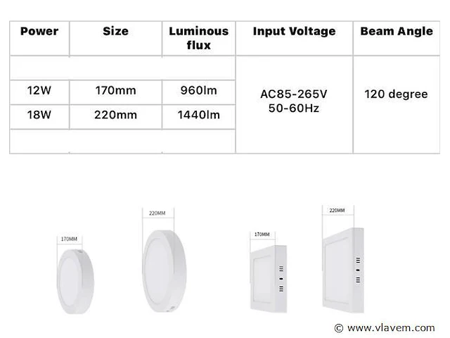 20 x led-paneel – vierkante opbouwmontage – 18w – 3000k – warm wit - afbeelding 4 van  4