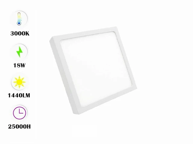 20 x led-paneel – vierkante opbouwmontage – 18w – 3000k – warm wit - afbeelding 3 van  5