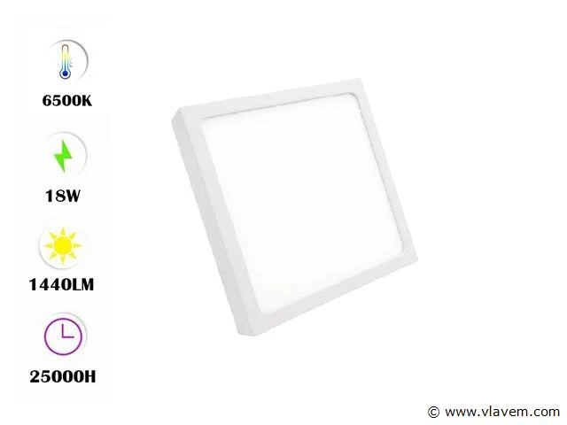 20 x led-paneel – vierkante opbouwmontage – 18w – 6500k – koud wit - afbeelding 1 van  4