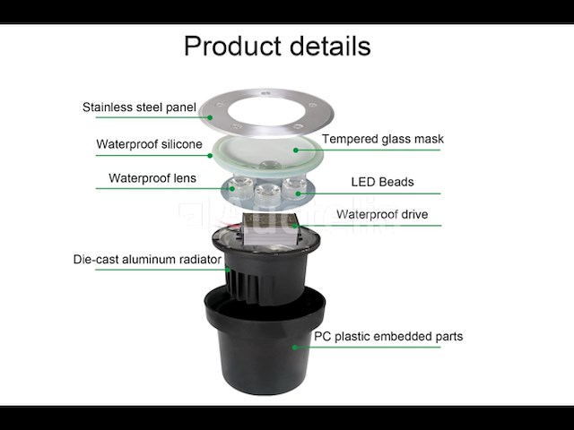 20 x led ronde grondspot 6w – 600 lm – ip65 waterdicht – rvs – buiten (azur-6) - afbeelding 1 van  4