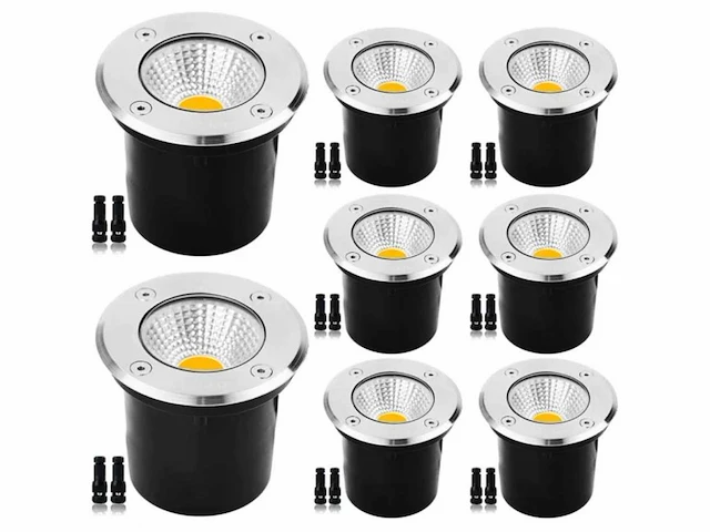 20 x led ronde grondspot 7w – 600 lm – ip65 waterdicht – ø80 mm – rvs – buiten (sgd-2803) - afbeelding 1 van  5
