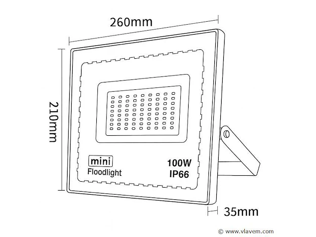 20 x led schijnwerper 100w mini – 6500k koud wit – ip65 - afbeelding 5 van  5