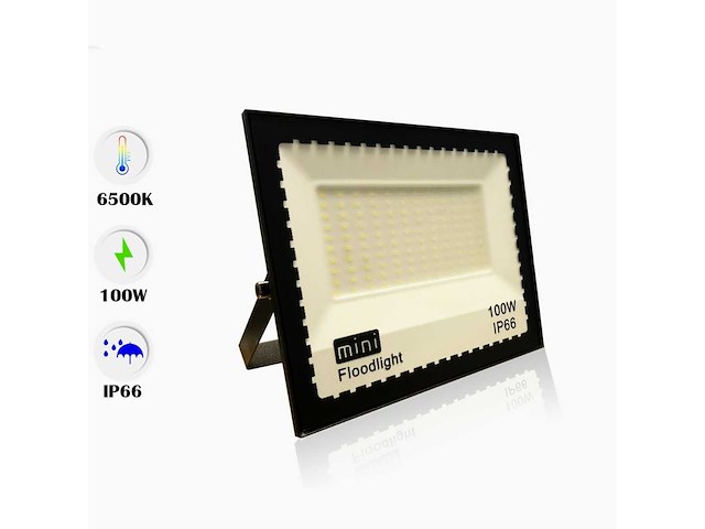 20 x led schijnwerper 100w mini – 6500k koud wit – ip65 - afbeelding 3 van  5